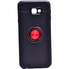 ZM Store Galaxy J4 Plus Uyumlu Kılıf Yüzük Standlı Pürüzsüz ve Soft Yüzey Ravel Kapak