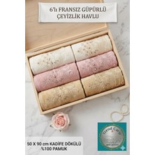 6 Adet Fransız Güpürlü Kadife El ve Yüz Havlu Set