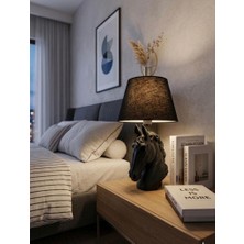 Mirsa Global Modern At Abajur Siyah Büst Abajur  Heykel  – Siyah Şapka Dekoratif Masa Lambası, Şık Salon & Yatak Odası Aydınlatma