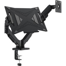 Ergomekan F180 Slim 17-32” Ikili Monitör ve Laptop Standı Siyah (Maks: 9kg)