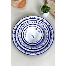 İnci Emaye Inci Emaye 20CM-24CM-32 Cm-36 Cm-40 cm 5 Li Emaye Leğen Karıştırma Kabı, Hamur Kabı, Meyvelik, Lacivert Mavi Gül