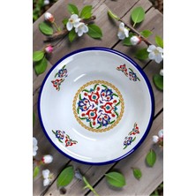 İnci Emaye Inci Emaye 24 cm Emaye Kase Tabak, Çukur Tabak, Salata Tabak, Cips Tabak Lacivert Çırağan