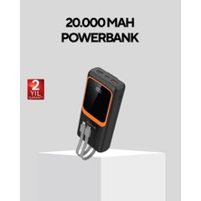 Vintessy Powerbank 20000 Mah Dijital Ekranlı ve Çok Kablolu Hızlı Şarj Cihazı