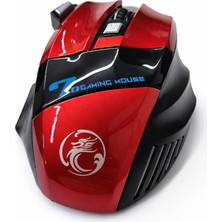 Coverzone Kablosuz Oyuncu Mouse 3200 Dpı Ayarlanabilir Hassasiyet, Rgb 7 Renk LED Aydınlatma, Şarjlı, Ergonomik Tasarım, 2.4ghz Wireless Gw-X7 (Kırmızı)
