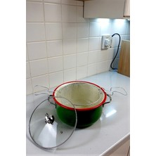 İnci Emaye Inci Emaye 26 No 4, 5 L. Emaye Tencere ve Fritöz, Servis, Yemek Kamp, Piknik, Çeyiz Yeşil