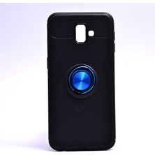 ZM Store Galaxy J6 Plus Uyumlu Kılıf Yüzük Standlı Pürüzsüz ve Soft Yüzey Ravel Kapak