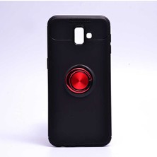 ZM Store Galaxy J6 Plus Uyumlu Kılıf Yüzük Standlı Pürüzsüz ve Soft Yüzey Ravel Kapak