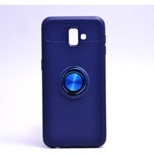 ZM Store Galaxy J6 Plus Uyumlu Kılıf Yüzük Standlı Pürüzsüz ve Soft Yüzey Ravel Kapak