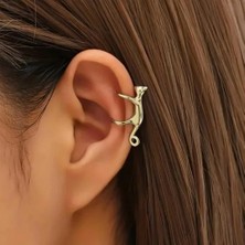 Gold Renk Altın Kaplama Kedi Figürlü Paslanmaz Çelik Kıkırdak Küpe