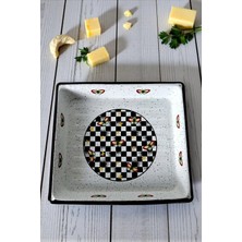 İnci Emaye Inci Emaye 34X37 No Emaye Fırın Tepsi Dikdörtgen Tepsi 37 cm Kelebek Desen