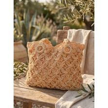Meya Design Büyük Boy Astarlı Örgü Plaj ve Omuz Çantası - 40X31 cm