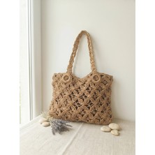 Meya Design Büyük Boy Astarlı Örgü Plaj ve Omuz Çantası - 40X31 cm
