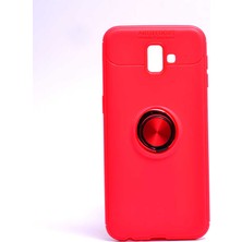 ZM Store Galaxy J6 Plus Uyumlu Kılıf Yüzük Standlı Pürüzsüz ve Soft Yüzey Ravel Kapak