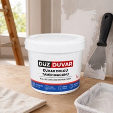 Badem10 Düz Duvar (1 Kg) Duvar Tamir Dolgusu Macunu Iç Mekan Duvar Çatlak Delik Tamir Dolgu Macunu