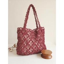 Meya Design Büyük Boy Astarlı Örgü Plaj ve Omuz Çantası - 40X31 cm