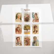 Henno Vintage Retro Portreler Temalı Sticker Seti (1 Adet A6) | Ajanda, Defter, Planlayıcı Çıkartma