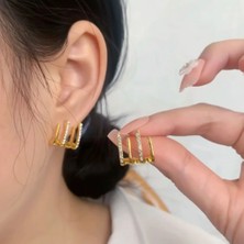 316L Çelik Gold Renk Modern Tasarımlı Antialerjik Çelik Küpe