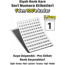 Sb Store 1'den 100'E Kadar Kare Seri Numara Etiketleri - 3,5cm - Siyah Renk