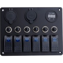 Gümrük Bey 12V/24V 6 Gang LED Rocker Anahtar Paneli – Su Geçirmez, 15A, Araç & Deniz Kullanımı