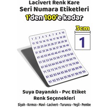 Sb Store 1'den 100'E Kadar Kare Seri Numara Etiketleri - 3cm - Lacivert Renk