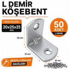 Badem10 L Demir Köşebent Oval Başlı 20X25X25 mm 50 Adet Set Dayanıklı Metal Mobilya Raf Bağlantı Aparatı