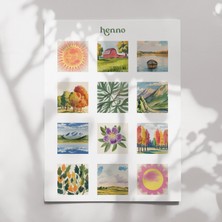 Henno Vintage Renkli Manzaralar Temalı Sticker Seti (1 Adet A6) | Ajanda, Defter, Planlayıcı Çıkartma
