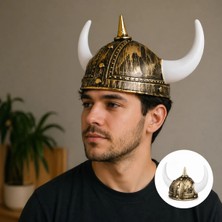 Miğfer Viking Şapkası 3 Boynuzlu Altın