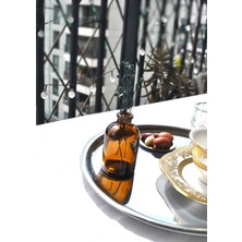 Qualitev 2 Adet Mini Amber Cam Vazo 50 ml Kahve Yanı Minik Vazo 7 cm Sunum Vazosu