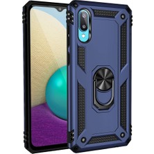Vintessy Samsung Galaxy A02 Kılıf Sofya Yüzüklü Silikon Kapak - Lacivert