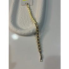 Hüma Butik 316L Çelik Gold Renk Yelpaze Model Kuyumcu Işçiliği Zirkon Taşlı Özel Seri Bileklik