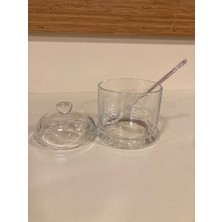 Plus Home Baharatlık Veya Ocak Yanı Tuzluk Cam Kaşıklı Yükseklik ve Çapı 8x8 cm