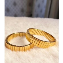 Stainless Stell Çelik Lastikli Gold Bileklik