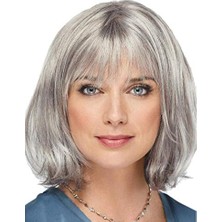Go İthalat Gri Renk Yaşlı Peruğu Kısa Saç Kısa Peruk Gri Teyze Peruğu (5517)