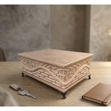Ahşap-Boyanabilir- Ham Mdf- Desenli-Takı-Makyaj-Aksesuar-Çok Amaçlı Dekoratif Kutu
