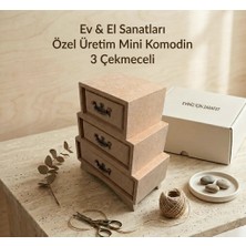 Ahşap Boyanabilir 3 Çekmeceli Kulplu Dekoratif Takı-Makyaj-Aksesuar Kutusu
