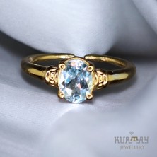 KURTAY JEWELLERY Blue Topaz Taşlı 22K Altın Kaplama Gümüş Yüzük