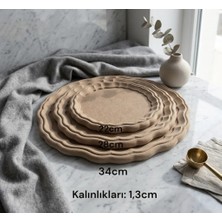 Ahşap Boyanabilir Yuvarlak Dekoratif Sunumluk Tepsi Takımı