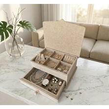 Sekay Ahşap Ahşap Renkli Boyanabilir Bölmeli Organizer Kutu 18x22x8.5 cm Takı-Makyaj-Aksesuar Depolama Çözümü