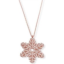 Modahilye 925 Ayar Gümüş Kar Tanesi Rose Gold Kolye- 45 cm zincir boyu.- Kolye ucu 22 mm çapında.- Rose Gold Renk.- Hediye kutusu ile gönderilecektir.