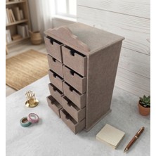 Sekay Ahşap Ahşap Boyanabilir 10 Çekmeceli Dekoratif Organizer Kutu 15x21x29 cm Estetik ve Fonksiyonel