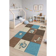 Lioara Home Çocuk Odası Dijital Baskı Halı | Canlı Renkler Kaymaz Taban Silinebilir Modern Tasarım