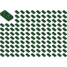 LEGO Yedek Parçalar: Plate 1X2: 100 Adet 1x2 Plate Parts Plaka Parçası Koyu Yeşil - Dark Green 3023