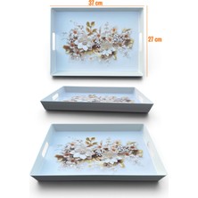 Ezmk Ev Gereçleri Çay Kahve Sunum Tepsisi, Beyaz Renk, 1 Adet, 37X27 cm