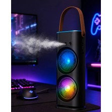 Tech Butiq Rgb Işıklı Spreyli Masa Fanı Çift Motorlu Güçlü Üflemeli Taşınabilir Fan