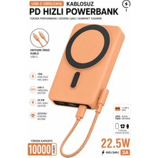 Azurtech 10000MAH Kablosuz Powerbank 22.5W Pd Hızlı Şarj Usb-C Giriş/çıkış Entegre Kablo Dijital Göstergeli
