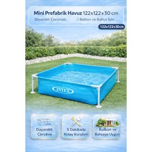 Mini Prefabrik Havuz 122X122X30 cm | Dayanıklı Çerçeveli Pratik Kurulum Balkon Bahçe Havuzu