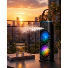 Tech Butiq Şarjlı Buharlı Serinletici Fan Rgb Işıklı Çift Pervaneli Masa Fanı