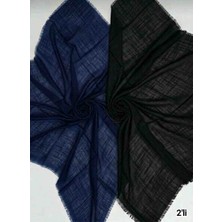 Özense 2'li Flamlı Pamuklu Terletmeyen 4 Mevsim Kullanılabilir 100X100 cm Siyah ve Lacivert Renkli Eşarp