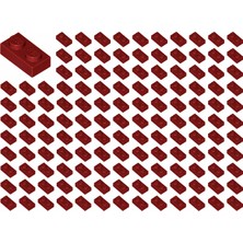 LEGO Yedek Parçalar: Plate 1X2: 100 Adet 1x2 Plate Parts Plaka Parçası Bordo - Dark Red 3023