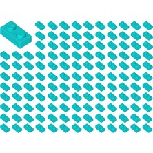 LEGO Yedek Parçalar: Plate 1X2: 100 Adet 1x2 Plate Parts Plaka Parçası Turkuaz - Dark Turquoise 3023